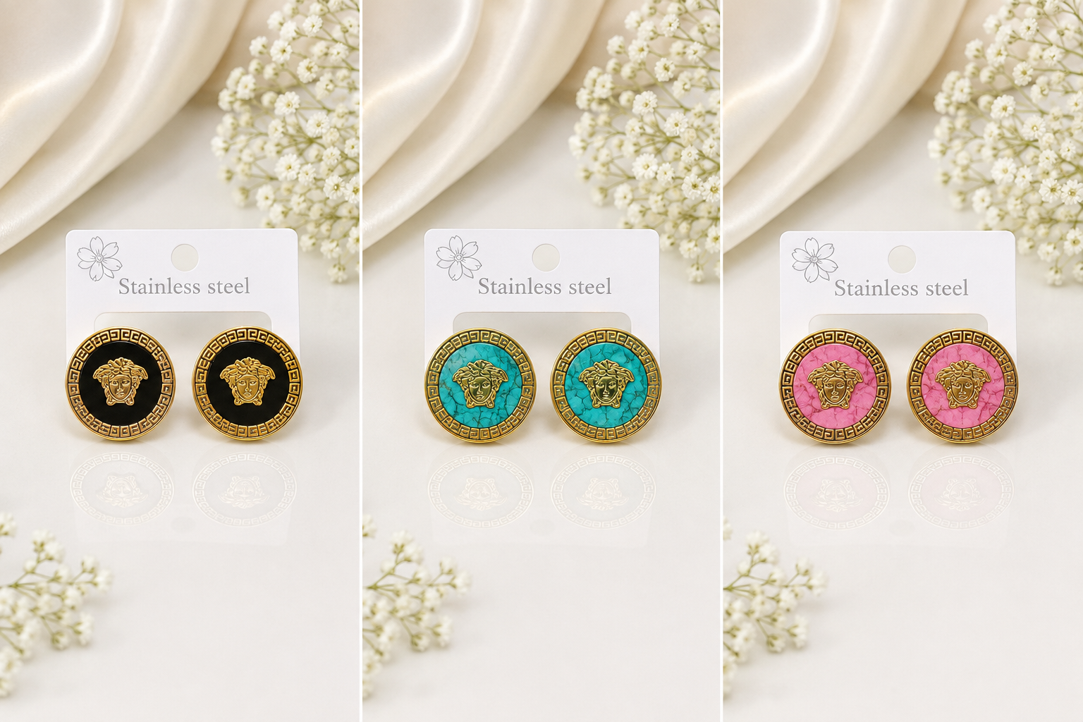Greek Medallion Statement Stud Earrings