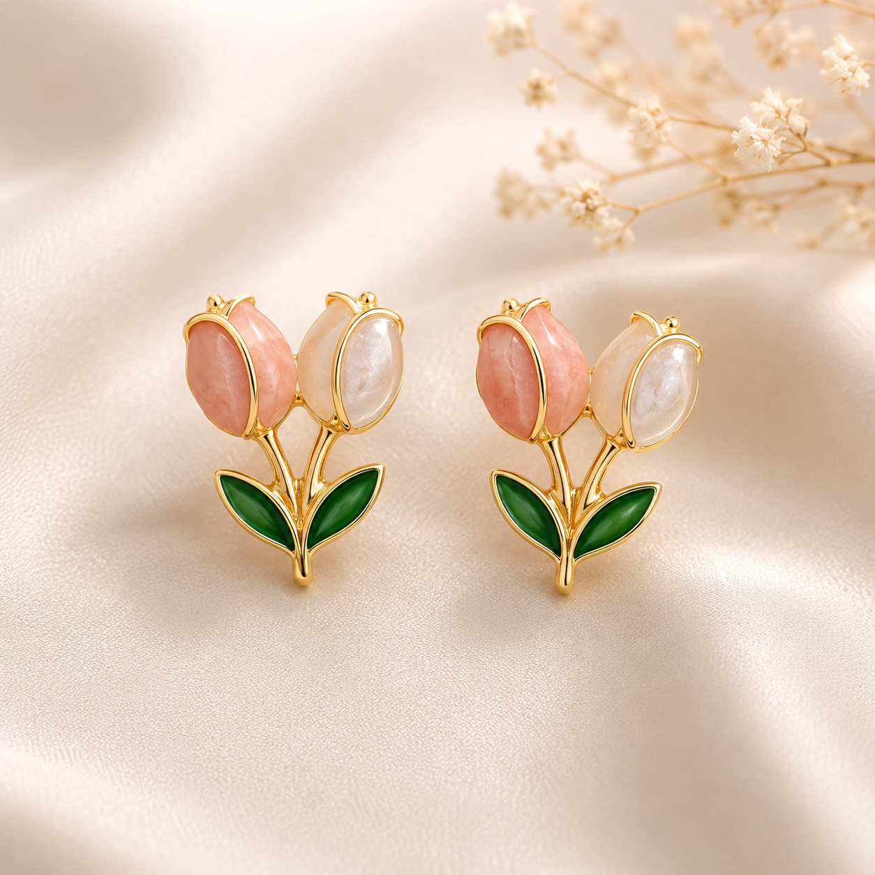 Blush Rose Bud Earrings