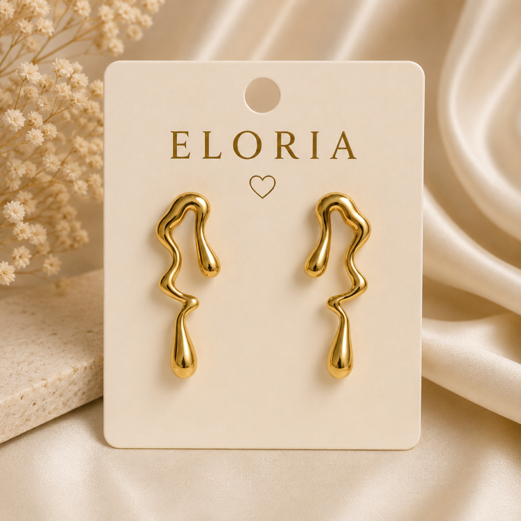 ELORIA Aurelia Wave gold-tone drop earrings