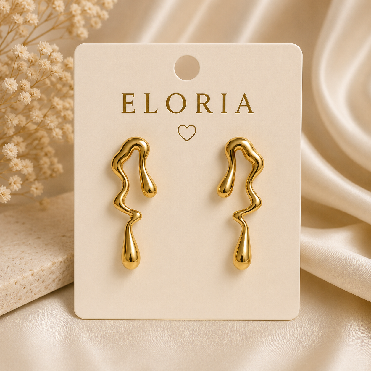 ELORIA Aurelia Wave gold-tone drop earrings