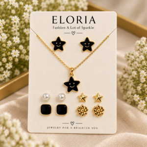 Little Stars black star jewelry set with necklace and earrings